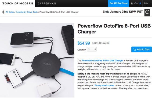 Fotografía - [Alerta Trato] skiva PowerFlow OctoFire Cargador USB de 8 puertos por $ 55 en Touch Of Modern